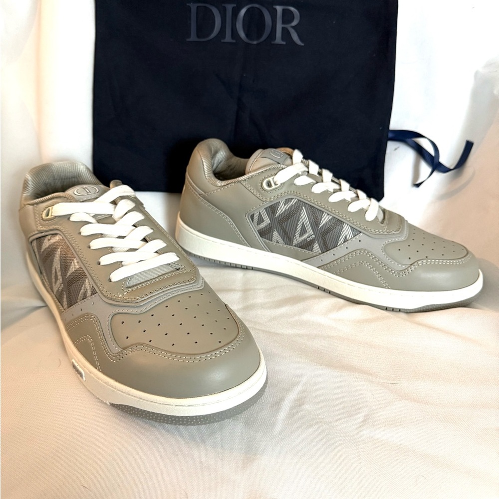 Christian Dior Gray B27 Sneakers Leather Mens Mesh Low-Top 10.5